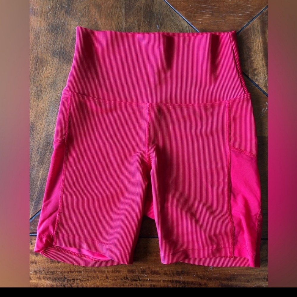Beach Riot red shorts